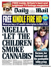 Daily Mail (UK) Newspaper Front Page for 14 December 2013