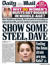 Daily Mail (UK) Newspaper Front Page for 14 December 2015