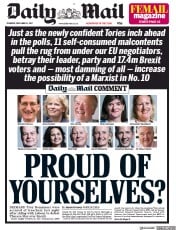 Daily Mail (UK) Newspaper Front Page for 14 December 2017