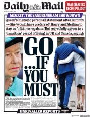 Daily Mail (UK) Newspaper Front Page for 14 January 2020