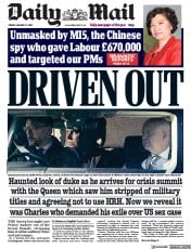 Daily Mail front page for 14 January 2022