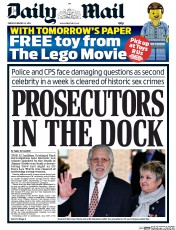 Daily Mail Newspaper Front Page (UK) for 14 February 2014