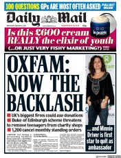 Daily Mail (UK) Newspaper Front Page for 14 February 2018