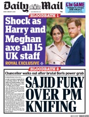 Daily Mail (UK) Newspaper Front Page for 14 February 2020