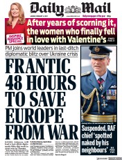 Daily Mail (UK) Newspaper Front Page for 14 February 2022