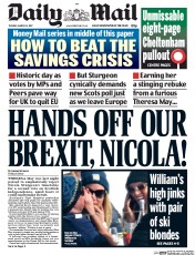 Daily Mail (UK) Newspaper Front Page for 14 March 2017