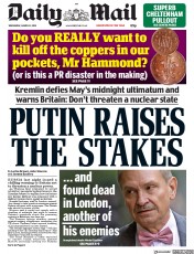 Daily Mail (UK) Newspaper Front Page for 14 March 2018