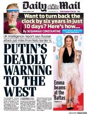 Daily Mail (UK) Newspaper Front Page for 14 March 2022