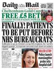 Daily Mail front page for 14 March 2025