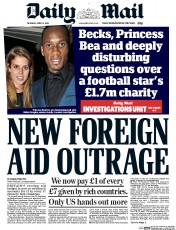 Daily Mail (UK) Newspaper Front Page for 14 April 2016