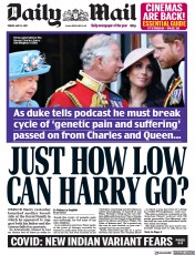 Daily Mail (UK) Newspaper Front Page for 14 May 2021