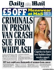 Daily Mail (UK) Newspaper Front Page for 14 June 2013
