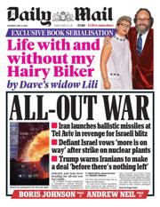 Daily Mail front page for 14 June 2025