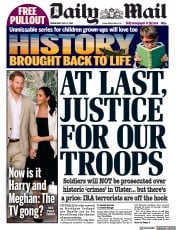 Daily Mail (UK) Newspaper Front Page for 14 July 2021