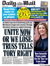 Daily Mail (UK) Newspaper Front Page for 14 July 2022