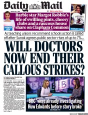 Daily Mail (UK) Newspaper Front Page for 14 July 2023