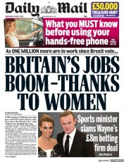 Daily Mail (UK) Newspaper Front Page for 14 August 2019