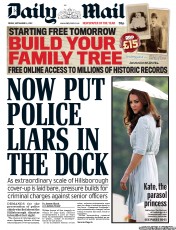 Daily Mail (UK) Newspaper Front Page for 14 September 2012