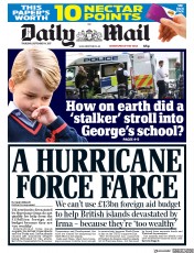 Daily Mail (UK) Newspaper Front Page for 14 September 2017