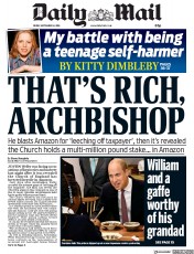 Daily Mail (UK) Newspaper Front Page for 14 September 2018