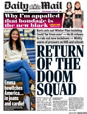 Daily Mail (UK) Newspaper Front Page for 14 September 2021