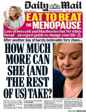 Daily Mail (UK) Newspaper Front Page for 15 October 2022