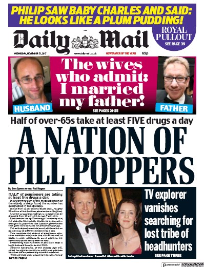 Daily Mail Newspaper Front Page (UK) for 15 November 2017
