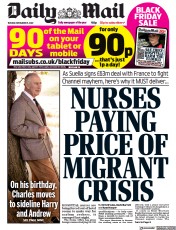 Daily Mail (UK) Newspaper Front Page for 15 November 2022