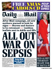 Daily Mail (UK) Newspaper Front Page for 15 December 2016