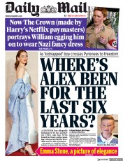 Daily Mail front page for 15 December 2023