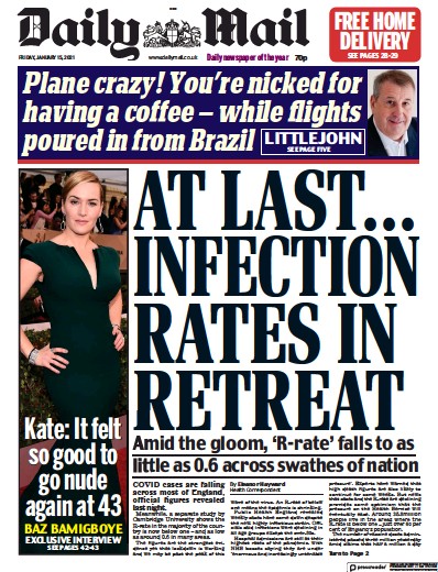 Daily Mail Newspaper Front Page (UK) for 15 January 2021