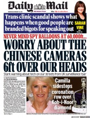 Daily Mail (UK) Newspaper Front Page for 15 February 2023