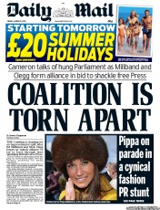 Daily Mail (UK) Newspaper Front Page for 15 March 2013