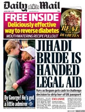 Daily Mail (UK) Newspaper Front Page for 15 April 2019