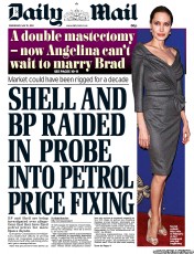 Daily Mail Newspaper Front Page (UK) for 15 May 2013