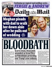 Daily Mail (UK) Newspaper Front Page for 15 May 2018