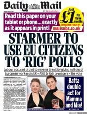 Daily Mail front page for 15 May 2023