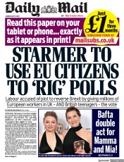 Daily Mail (UK) Newspaper Front Page for 15 May 2023