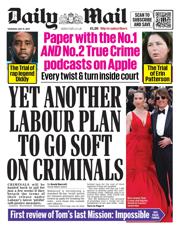 Daily Mail front page for 15 May 2025