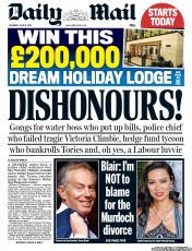 Daily Mail (UK) Newspaper Front Page for 15 June 2013
