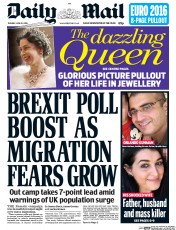 Daily Mail (UK) Newspaper Front Page for 15 June 2016