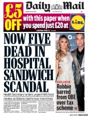 Daily Mail (UK) Newspaper Front Page for 15 June 2019