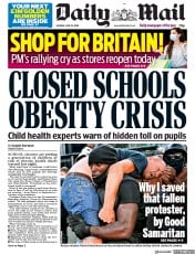 Daily Mail (UK) Newspaper Front Page for 15 June 2020