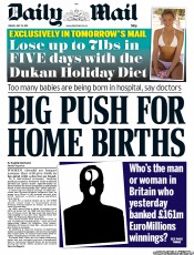 Daily Mail (UK) Newspaper Front Page for 15 July 2011