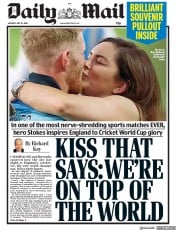 Daily Mail (UK) Newspaper Front Page for 15 July 2019