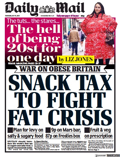 Daily Mail Newspaper Front Page (UK) for 15 July 2021