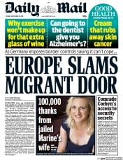 Daily Mail (UK) Newspaper Front Page for 15 September 2015