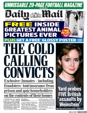 Daily Mail (UK) Newspaper Front Page for 16 October 2017