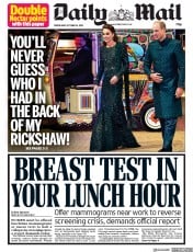 Daily Mail (UK) Newspaper Front Page for 16 October 2019