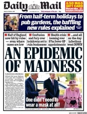 Daily Mail (UK) Newspaper Front Page for 16 October 2020